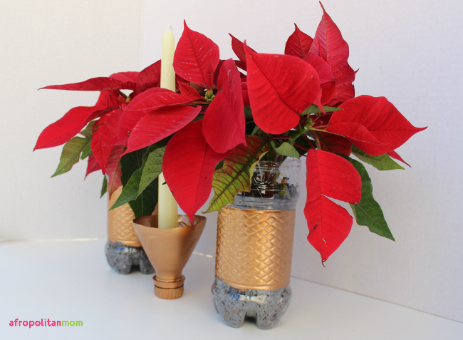 Recycled Water-bottle Planter - Upcycled Plastic Bottle Candle Holder