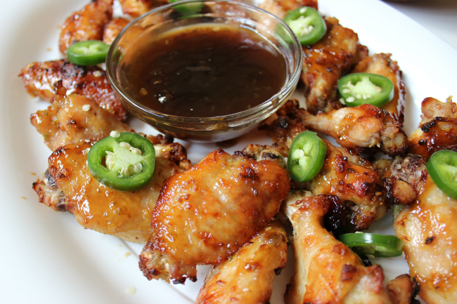 Baked Sweet and Spicy Chicken Wings close up