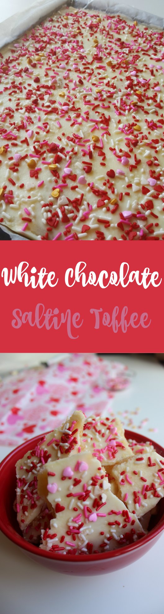 White Chocolate Saltine Toffee - Easy to make salted white chocolate saltine toffee bark a decadent treat or gift for Valentine's.