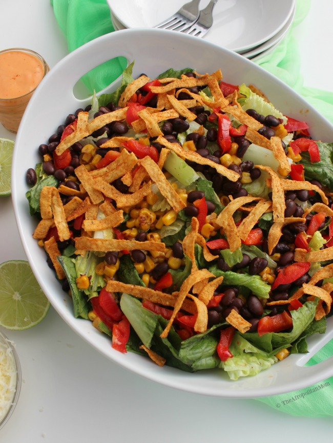 Vegetarian Tostada Salad with Creamy Chipotle Dressing