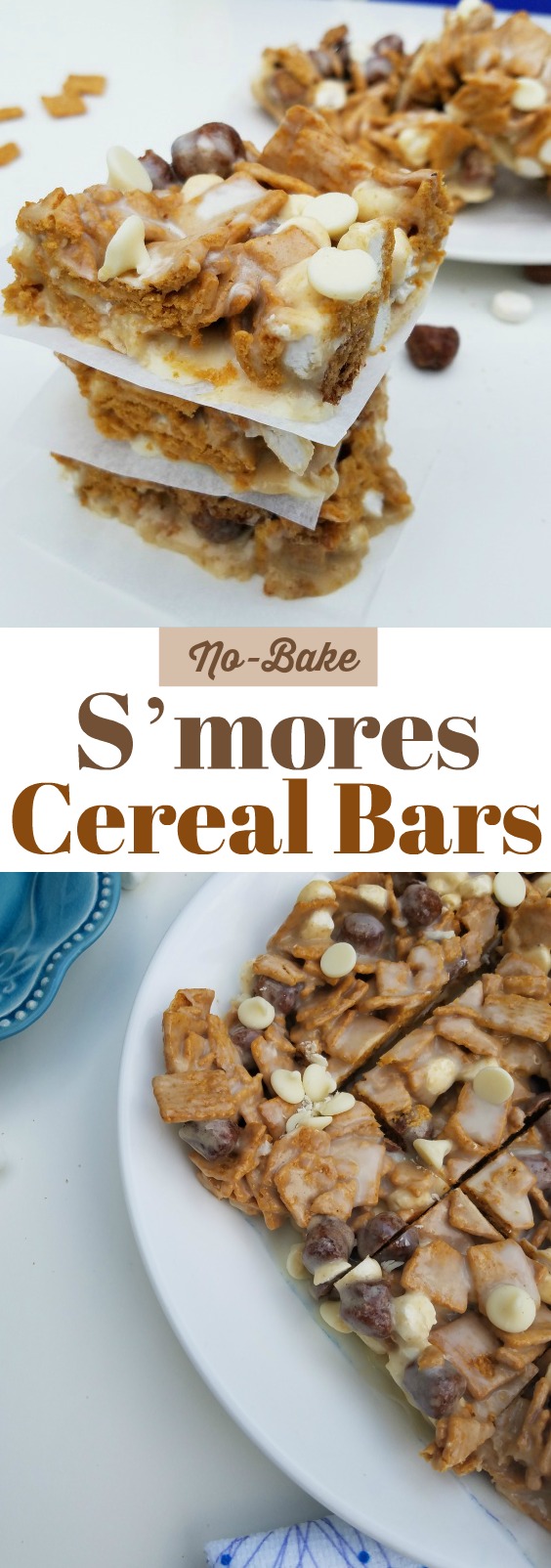 Ooey Gooey No-Bake S'mores Cereal Bars using only 5 ingredients and made with Honey Maid S'mores cereal. Perfectly sweet and so delicious!!