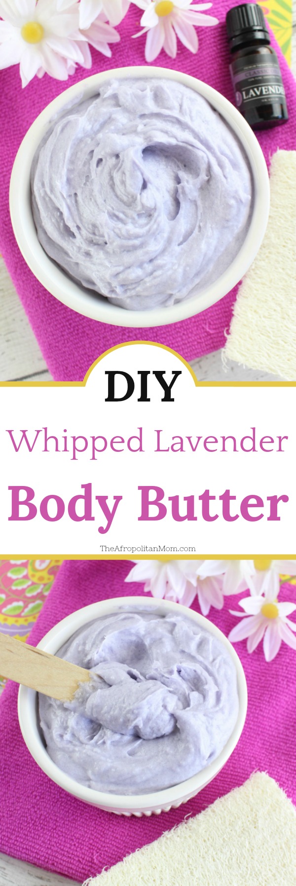 Luxurious DIY Whipped Lavender Body Butter perfect for dry winter skin. It will also make a great gift for your loved ones.