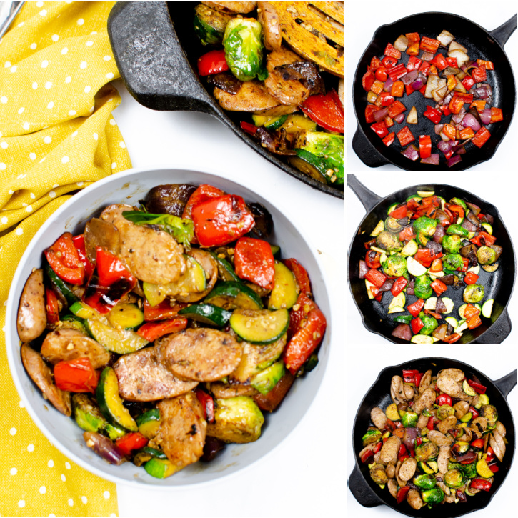 How To Make One Pan Chicken Sausage and Veggie Skillet  - steps-by-steps