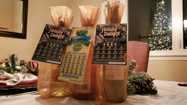 DIY Hostess Gift Tag using New Jersey Lottery Holiday Scratch-Offs